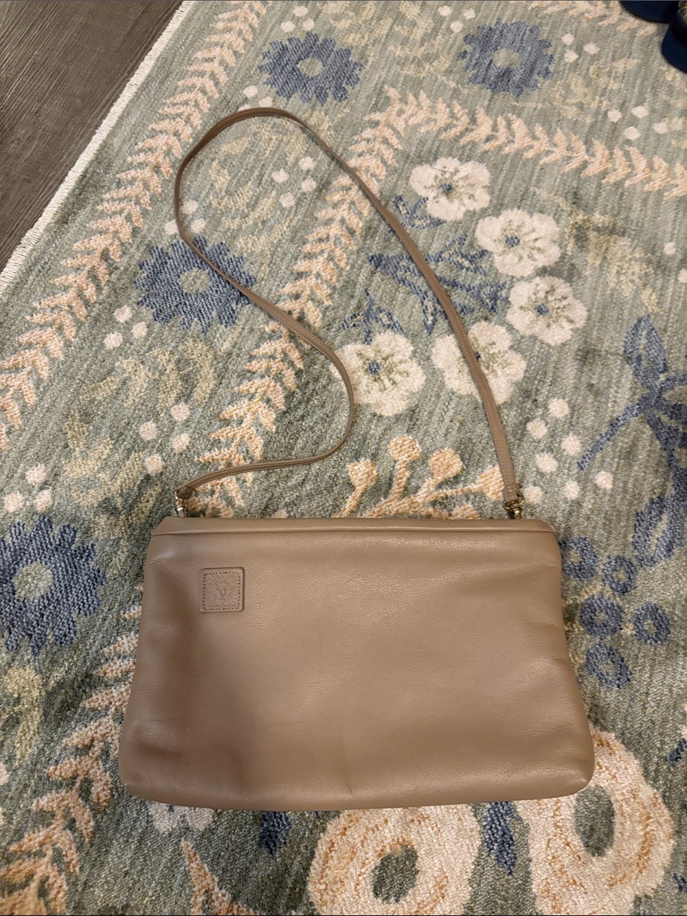 Vintage Anne Klein Calderon Vintage Taupe Leather Handbag/Clutch